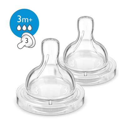 Avent Philips Feeding Nipple Classic 3 Holes +3 Months 2 Pieces