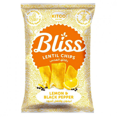 Kitco Bliss Lentil Chips With Lemon and Black Pepper Gluten Free 27 G