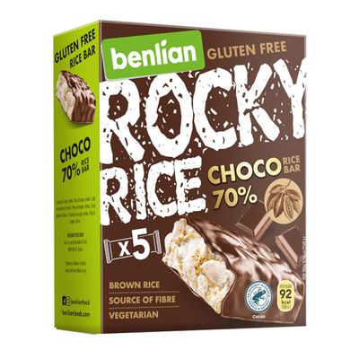 Benlian Rocky Rice Cake Bar Coated With Chocolate Gluten Free 18 G × 5