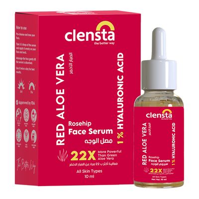 Clensta Red Aloe Vera Rosehip Face Serum with 1% Hyaluronic Acid - 10ml