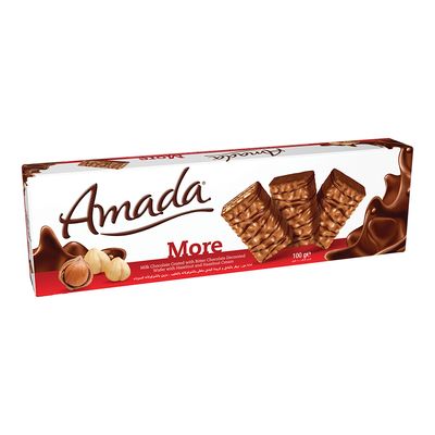 Amada More Wafer With Hazelnut and Hazelnut Cream Covered With Milk Chocolate 100 G