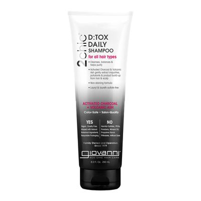 Giovanni D:Tox Daily Revitalizing Shampoo For All Hair Types with Charcoal and Volcanic Ash  - 250ml