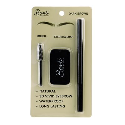 Banti Eyebrow Kit 3×1 Brush, Eyebrow Soap & Pencil Dark Brown 