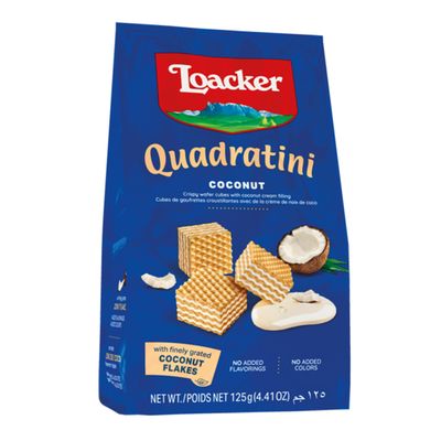 Loacker Quadratini Wafer Cubes Filled With Coconut Cream 125 G