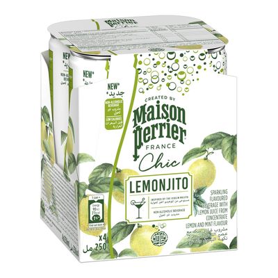 Maison Perrier Sparkling Beverage With Concentrated Juice Lemon And Mint Flavor - 250ml × 4