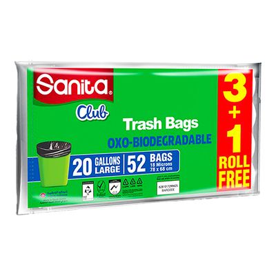 Sanita Club Trash Bags 20 Gallons 52 Pieces 3+1 Roll Free
