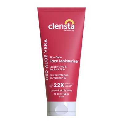 Clensta Red Aloe Vera Skin Glow Face Moisturizer with 1% Glutathione & 1% Vitamin C - 80ml