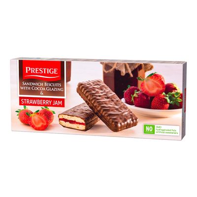 Prestige Biscuits Coated With Cocoa With Strawberry Jam Filling Imported 178 G