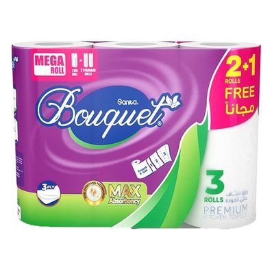 Sanita Bouquet Kitchen Paper Towels 180 Sheets 3 Rolls