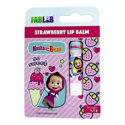 Fab Lab Lip Balm Strawberry Flavored - Masha and Bear - 4.5g