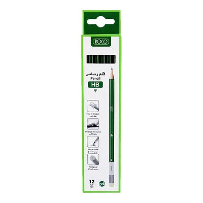 Roco Pencils HB With Eraser 12 Pieces