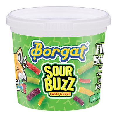 Borgat Candy Sour Buzz Assorted Filled Tubes Tubs 150 G