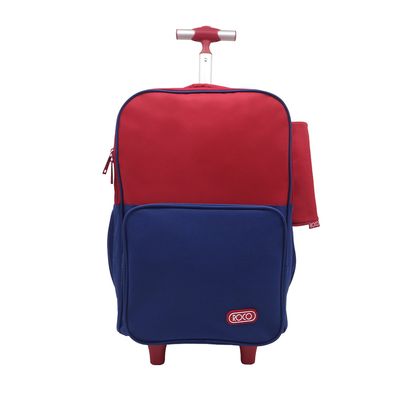 Roco Trolley Backpack With Pencil Case - Red & Navy Blue - 18 Inch