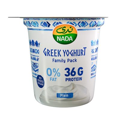 ندى زبادي يوناني سادة 0 % دسم حجم عائلي 360 جرام