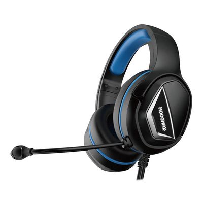 Moogmax Wired Headset With Microphone Black & Blue Color