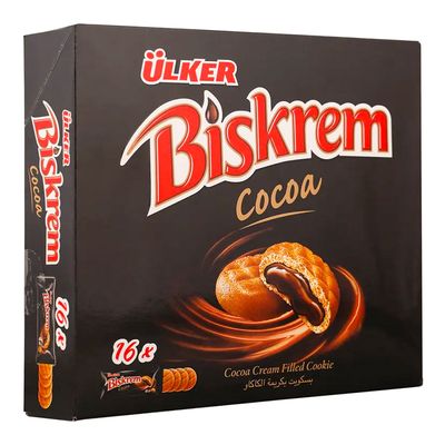 Ulker Biskrem Biscuit Cacao Cream Box 36 G × 16