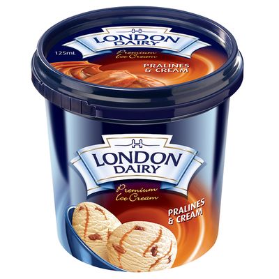 London Dairy Ice Cream Pralines and Cream Flavor 125 ML