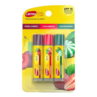 Carmex Lip Balm With Spf +15 Assorted Flavors 3 Pieces