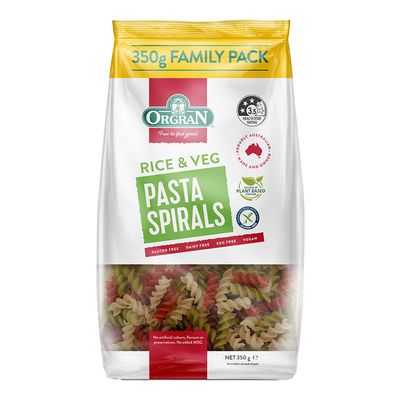 Orgran Pasta Rice & Vegetable Spirals Gluten Free 350 G