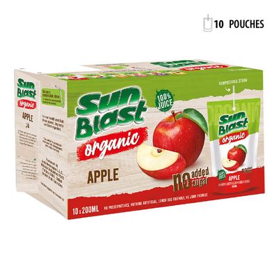 Sun Blast Juice Apple No Added Sugar Organic 200 ML × 10 