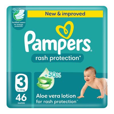 Pampers Diapers Rash Protection Aloe Vera Lotion Size 3 46 Pieces