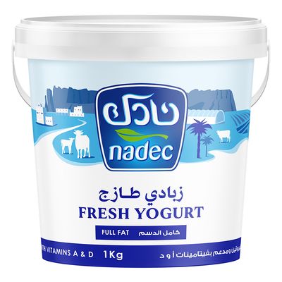 نادك زبادي طازج كامل الدسم مدعم بالفيتامينات - 1 كيلو
