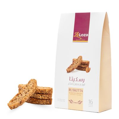 Leloza Ruskitta Brown Wheat Flour Almond Without Sugar 16 Pieces