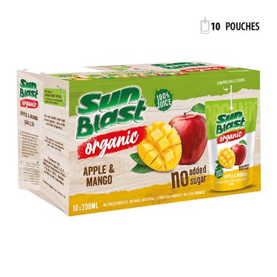 Sun Blast Juice Apple & Mango No Added Sugar Organic 200 ML × 10 