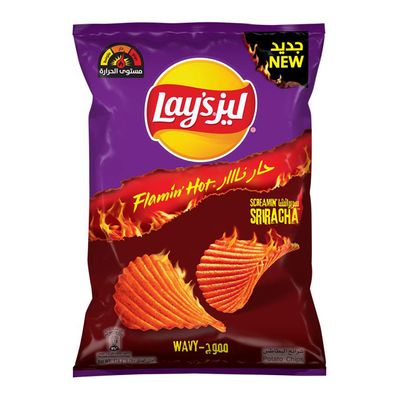 Lay's Wavy Potato Chips Flamin Hot Sriracha Flavor -170g