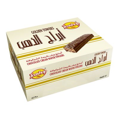 تيشوب ويفر أبراج الذهب أصابع بكريمة الشوكولاتة كرتون 16 جرام × 42