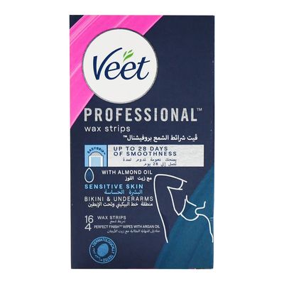 Veet Wax Strips For Sensitive Skin With A Soothing Blue Cornflower Scent 16 Pieces