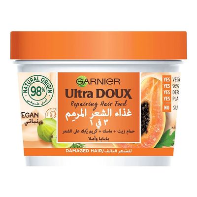 Ultra Doux Repairing Hair Food 3 in 1 With Papaya & Amla For Damaged Hair 390 ML