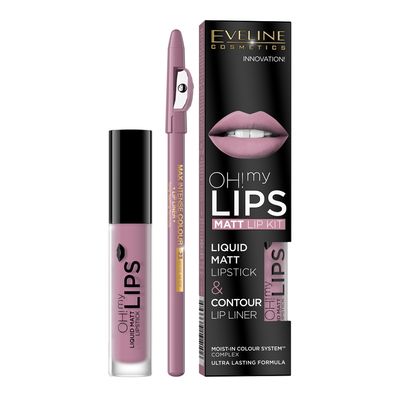Eveline Oh! My Lips Liquid Matte Lipstick and Contour Lip Liner - N.03 Rose Nude