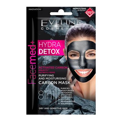 Eveline Cosmetics Facemed+ Hydra Detox Purifying Carbon Face Mask  For Dry & Sensitive Skin - 5ml