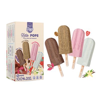 House of Pops Ice Cream Keto Sticks Assorted Flavors No Added Sugar (Imported) - 45ml × 4
