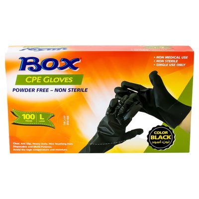 Box Gloves Powder Free Black Large 100 Pieces