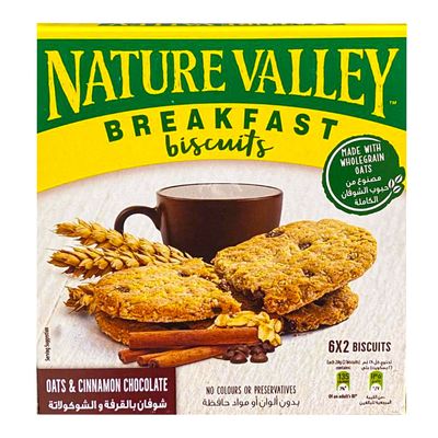 Nature Valley Biscuit Breakfast Qats & Cinnamon and Chocolate 28 G × 6 Box