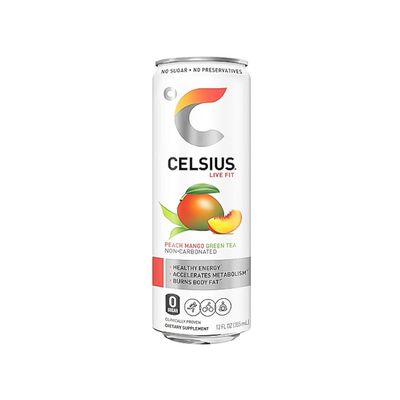 Celsius Sparkling Energy Drink Peach Mango Green Tea Flavor No Sugar (Imported) - 355ml