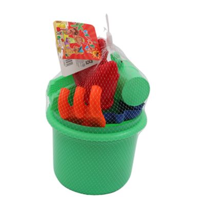 Albajad Kids Beach Toys Set In A Green Big Bucket Various colors - 7pcs