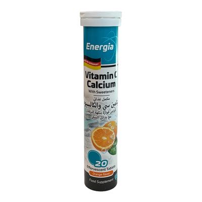 Energia Vitamin C + Calcium Effervescent Tablets Orange Flavor with Sweeteners - 20Tablets