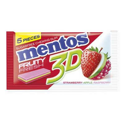 Mentos Gum Strawberry Flavour 3 D 5 Pieces