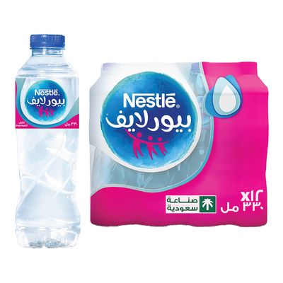 نستله بيور لايف مياه شرب معبأة قليل الصوديوم - 330 مل × 12