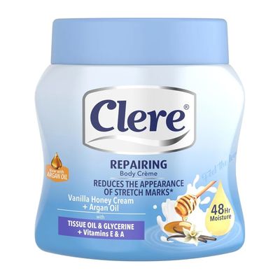 Clere Repairing Body Crème with Vanilla Honey Cream + Argan Oil - 500ml