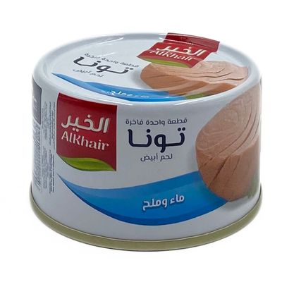 الخير تونا لحم ابيض بالماء والملح - 185 جرام