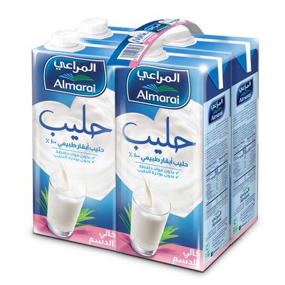 المراعي حليب طويل الأجل خالي الدسم 1 لتر × 4