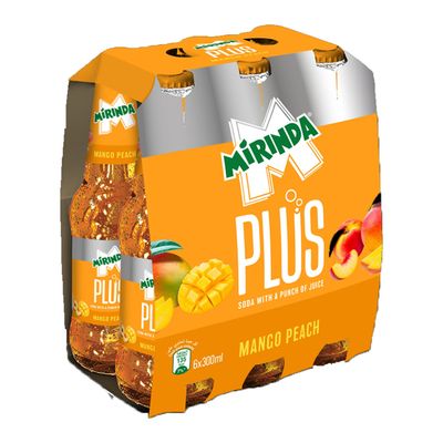 Mirinda Plus Soft Drink Mango Peach Flavor 300 ML × 6