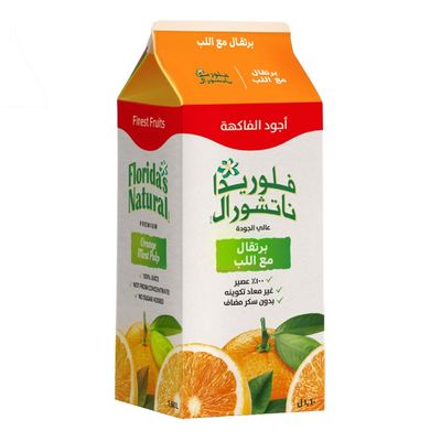 فلوريدا ناتشورال عصير برتقال مع اللب بدون سكر مضاف 1.6 لتر