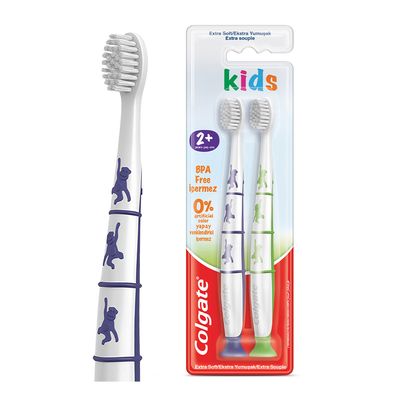 Colgate Toothbrush For Kids Extra Soft For Age +2 2 Pieces