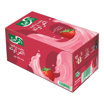 الربيع حليب بنكهة الفراولة كرتون 185  مل × 18