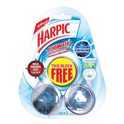 Harpic Toilet Cleaner Block Flushmatic Kills Bacteria 50 G × 3